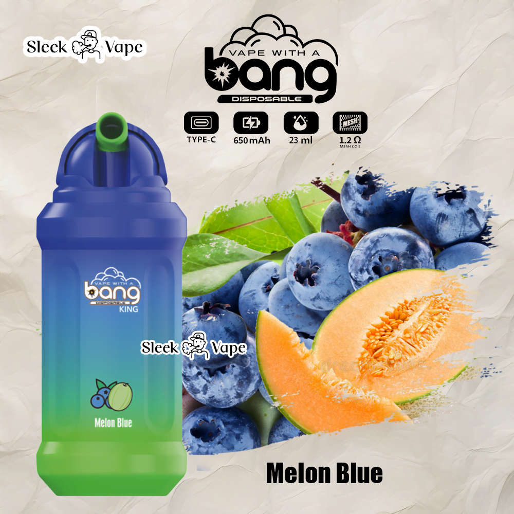 Bang King 12000 Puffs 0% 2% 3% 5% Nicotine Rechargeable Disposable Pod- 23ml E-Liquid, 850mAh Battery 20 Flavors