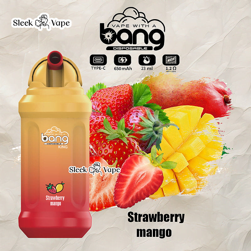 Bang King 12000 Puffs 0% 2% 3% 5% Nicotine Rechargeable Disposable Pod- 23ml E-Liquid, 850mAh Battery 20 Flavors