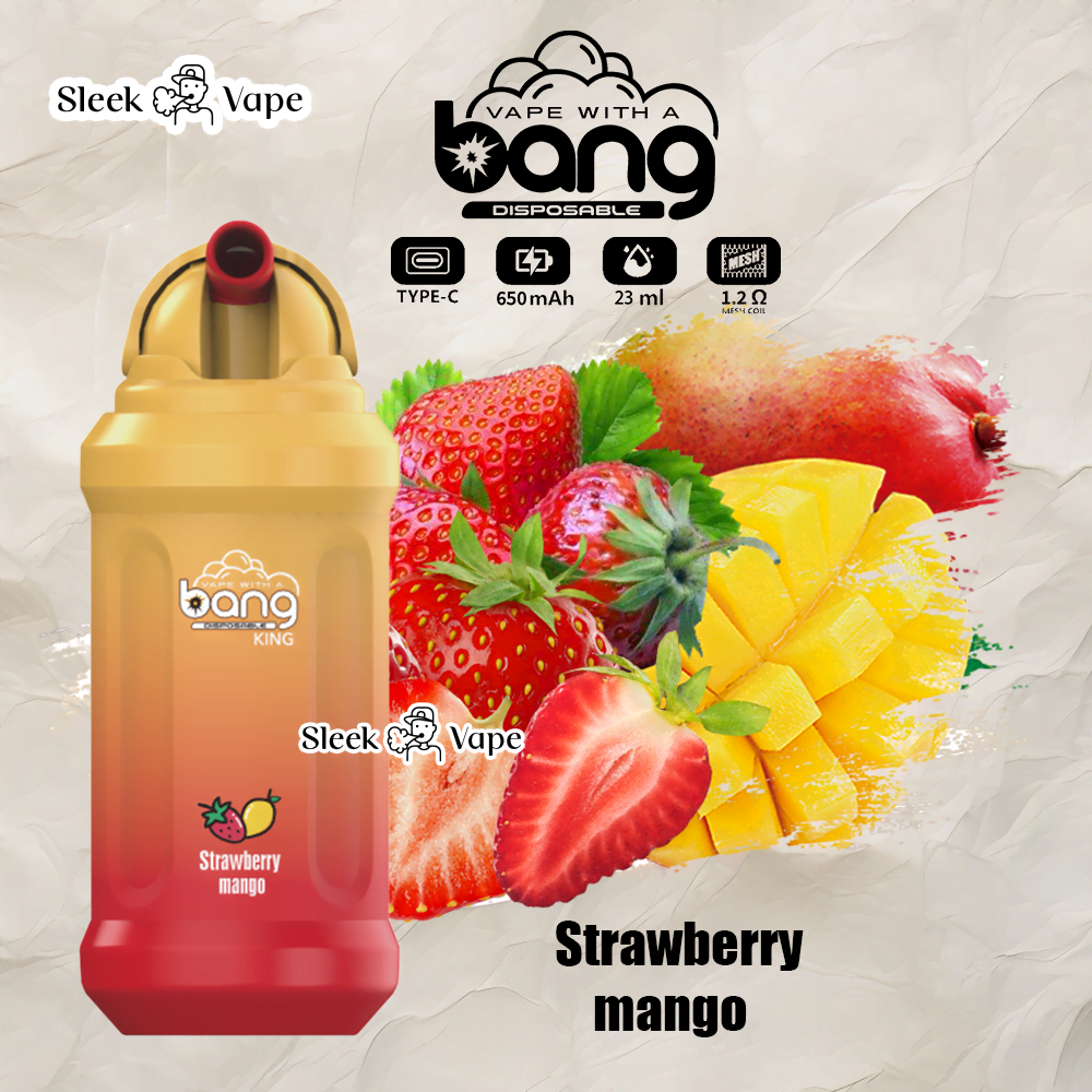 Bang King 12000 Puffs 0% 2% 3% 5% Nicotine Rechargeable Disposable Pod- 23ml E-Liquid, 850mAh Battery 20 Flavors