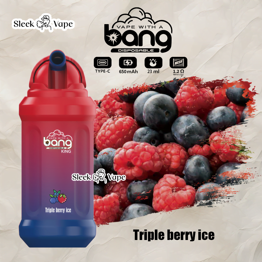 Bang King 12000 Puffs 0% 2% 3% 5% Nicotine Rechargeable Disposable Pod- 23ml E-Liquid, 850mAh Battery 20 Flavors