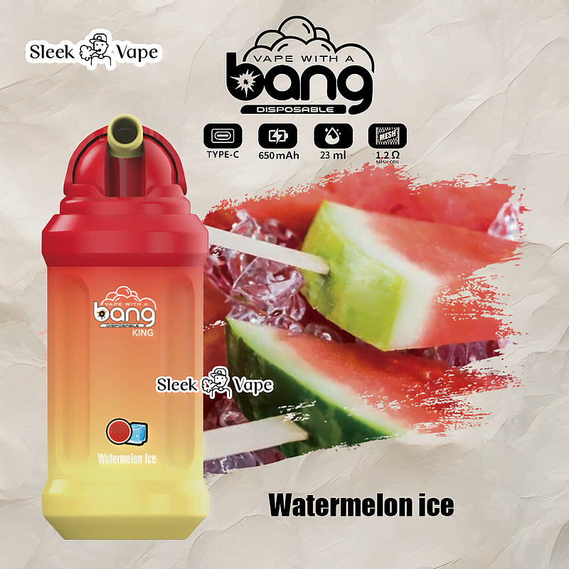 Bang King 12000 Puffs 0% 2% 3% 5% Nicotine Rechargeable Disposable Pod- 23ml E-Liquid, 850mAh Battery 20 Flavors