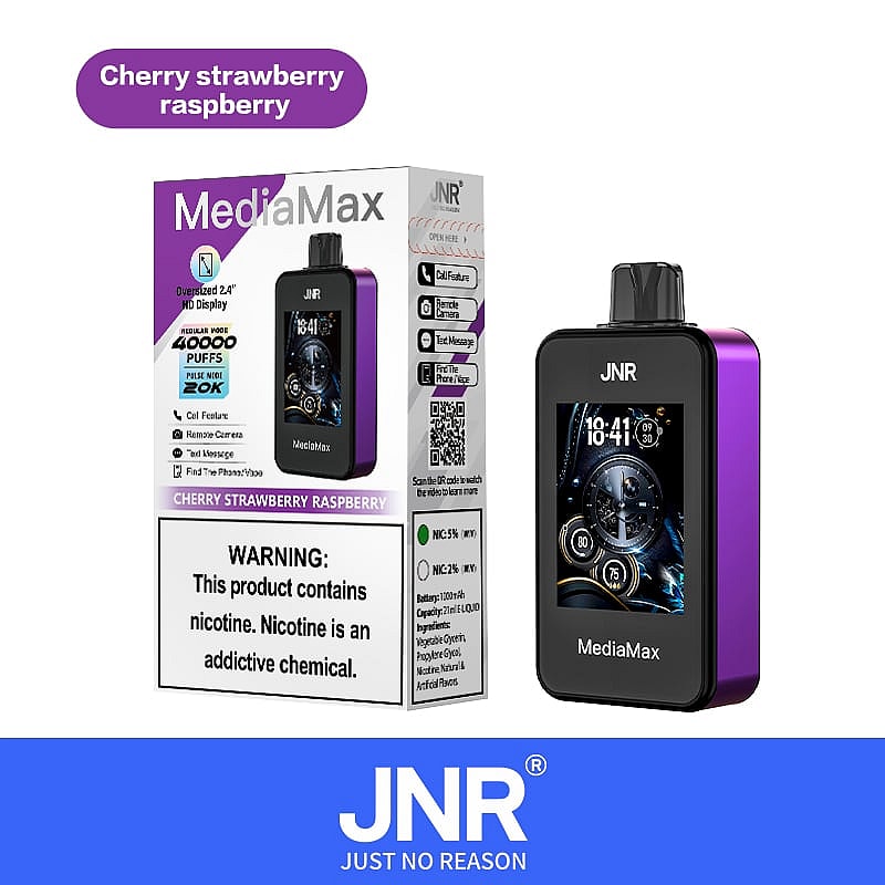 JNR Media Max 40000 40K Puffs Smoke Latest Original Intelligent Disposable Vape-1000mAh Battery, 21ml E-liquid, Multiple Nicotine 10 Flavors