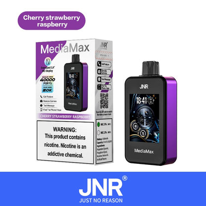 JNR Media Max 40000 40K Puffs Smoke Latest Original Intelligent Disposable Vape-1000mAh Battery, 21ml E-liquid, Multiple Nicotine 10 Flavors