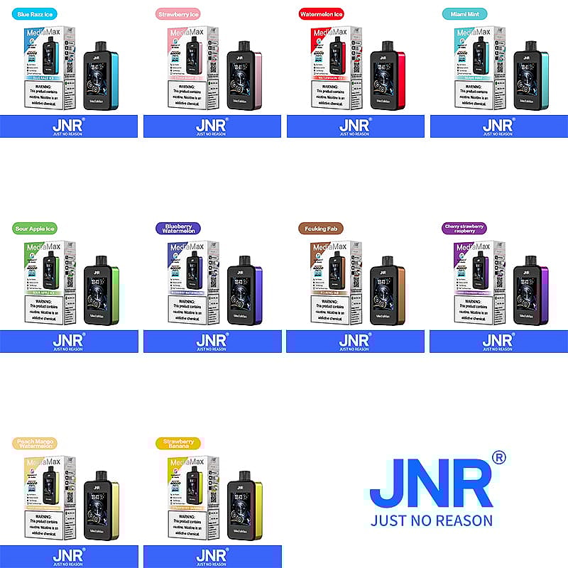 JNR Media Max 40000 40K Puffs Smoke Latest Original Intelligent Disposable Vape-1000mAh Battery, 21ml E-liquid, Multiple Nicotine 10 Flavors