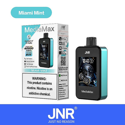 JNR Media Max 40000 40K Puffs Smoke Latest Original Intelligent Disposable Vape-1000mAh Battery, 21ml E-liquid, Multiple Nicotine 10 Flavors