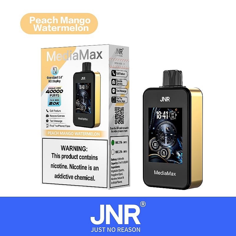 JNR Media Max 40000 40K Puffs Smoke Latest Original Intelligent Disposable Vape-1000mAh Battery, 21ml E-liquid, Multiple Nicotine 10 Flavors