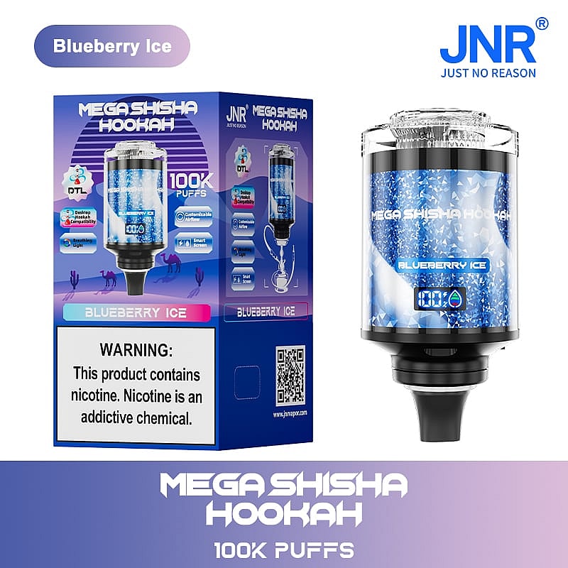 JNR Mega Shisha Hookah 100000 Puffs – The Ultimate in Large-Capacity Vaping-2200mAh Battery, 60ml E-liquid, Multiple Nicotine 12 Flavors