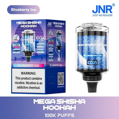 JNR Mega Shisha Hookah 100000 Puffs – The Ultimate in Large-Capacity Vaping-2200mAh Battery, 60ml E-liquid, Multiple Nicotine 12 Flavors