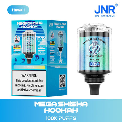 JNR Mega Shisha Hookah 100000 Puffs – The Ultimate in Large-Capacity Vaping-2200mAh Battery, 60ml E-liquid, Multiple Nicotine 12 Flavors