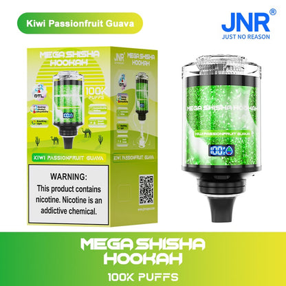 JNR Mega Shisha Hookah 100000 Puffs – The Ultimate in Large-Capacity Vaping-2200mAh Battery, 60ml E-liquid, Multiple Nicotine 12 Flavors