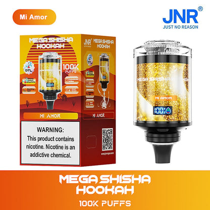 JNR Mega Shisha Hookah 100000 Puffs – The Ultimate in Large-Capacity Vaping-2200mAh Battery, 60ml E-liquid, Multiple Nicotine 12 Flavors