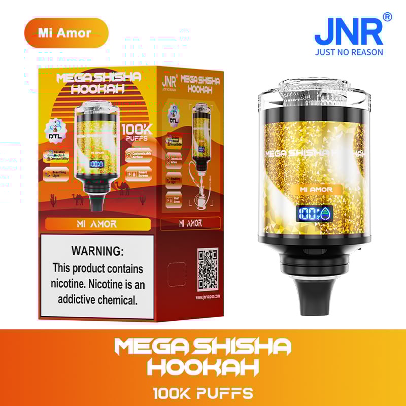 JNR Mega Shisha Hookah 100000 Puffs – The Ultimate in Large-Capacity Vaping-2200mAh Battery, 60ml E-liquid, Multiple Nicotine 12 Flavors