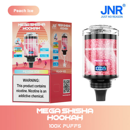 JNR Mega Shisha Hookah 100000 Puffs – The Ultimate in Large-Capacity Vaping-2200mAh Battery, 60ml E-liquid, Multiple Nicotine 12 Flavors