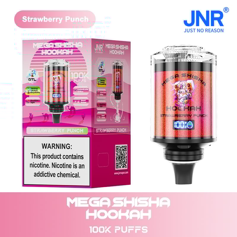 JNR Mega Shisha Hookah 100000 Puffs – The Ultimate in Large-Capacity Vaping-2200mAh Battery, 60ml E-liquid, Multiple Nicotine 12 Flavors