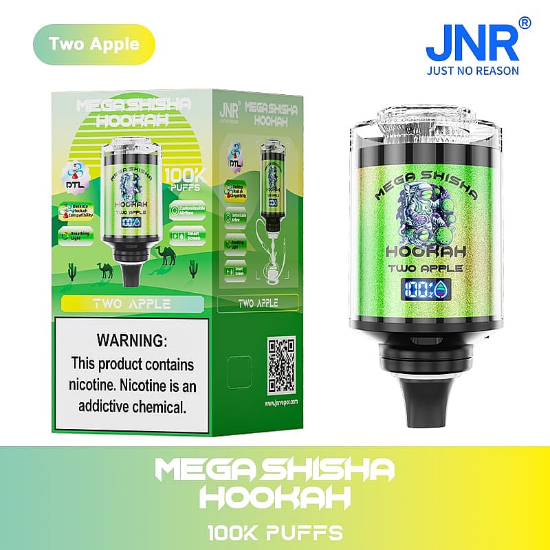 JNR Mega Shisha Hookah 100000 Puffs – The Ultimate in Large-Capacity Vaping-2200mAh Battery, 60ml E-liquid, Multiple Nicotine 12 Flavors