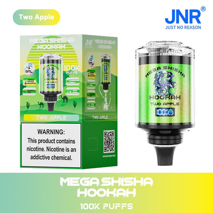 JNR Mega Shisha Hookah 100000 Puffs – The Ultimate in Large-Capacity Vaping-2200mAh Battery, 60ml E-liquid, Multiple Nicotine 12 Flavors