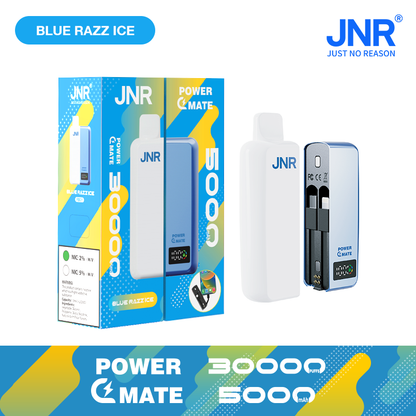 JNR Power Mate 30000 Puffs Smart Screen Disposable Vape & Power Bank – Dual Functionality Redefined-5000mAh Battery, 19ml E-liquid, Multiple Nicotine 10 Flavors