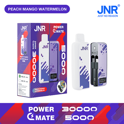 JNR Power Mate 30000 Puffs Smart Screen Disposable Vape & Power Bank – Dual Functionality Redefined-5000mAh Battery, 19ml E-liquid, Multiple Nicotine 10 Flavors