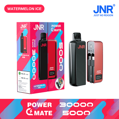 JNR Power Mate 30000 Puffs Smart Screen Disposable Vape & Power Bank – Dual Functionality Redefined-5000mAh Battery, 19ml E-liquid, Multiple Nicotine 10 Flavors