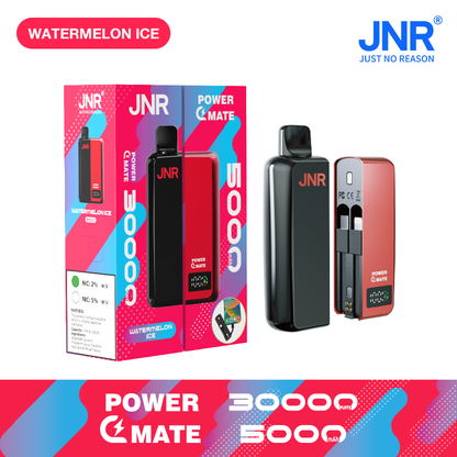 JNR Power Mate 30000 Puffs Smart Screen Disposable Vape & Power Bank – Dual Functionality Redefined-5000mAh Battery, 19ml E-liquid, Multiple Nicotine 10 Flavors