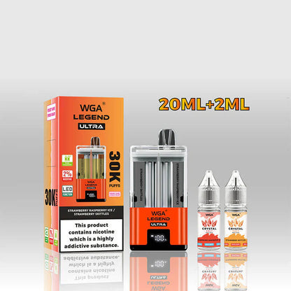 WGA Crystal Legend Ultra 30000 Puffs Disposable Vape-650mAh Battery, 22ml E-liquid, Multiple Nicotine 15 Flavors