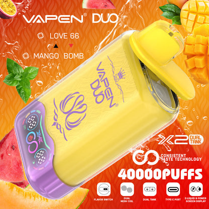 Unleash the Ultimate Experience with VAPEN Duo Twins 40k Puffs Vape– Two Bold Flavors. One Powerful Pod!
