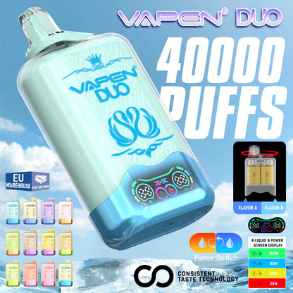 Unleash the Ultimate Experience with VAPEN Duo Twins 40k Puffs Vape– Two Bold Flavors. One Powerful Pod!
