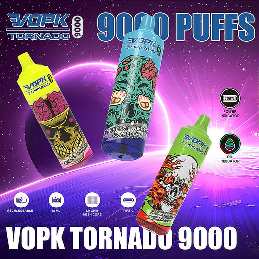 VOPK Tornado 9000 | 9k Puffs Rechargeable Vape | Multiple Flavors