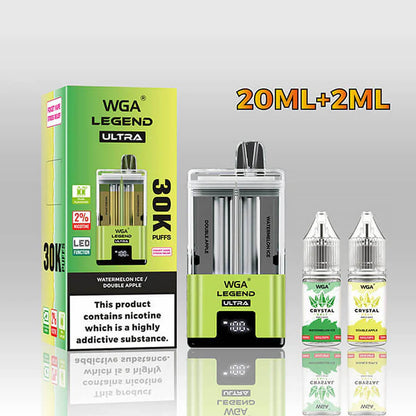 WGA Dual Flavors 30000 puffs Disposable Vape In Sales-850mAh Battery, 22ml E-liquid, Multiple Nicotine 15 Flavors